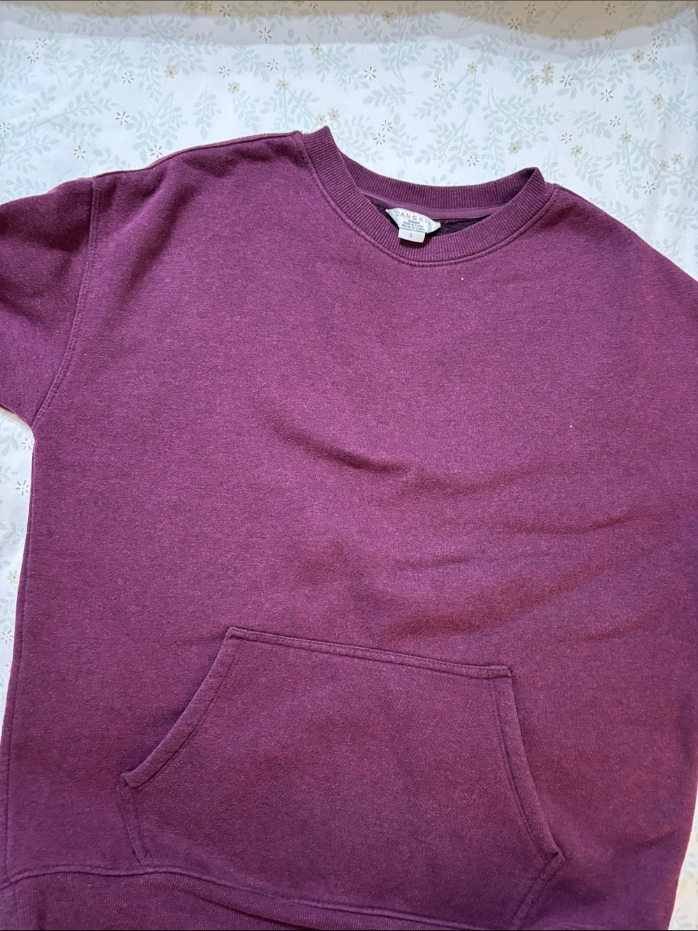 Danskin Maroon Crewneck Sweatshirt with Kangaroo Pocket